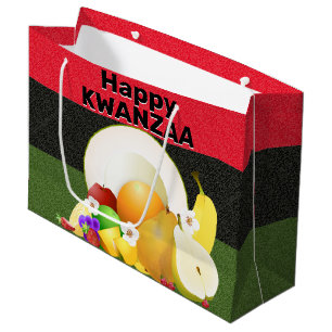 Kwanzaa Fruit Cornucopia Large Gift Bag