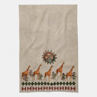 Kwanzaa Giraffes Tea Towel
