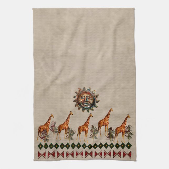 Kwanzaa Giraffes Tea Towel (Vertical)