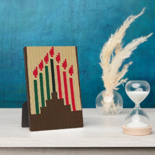 Kwanzaa Holiday Candles Artisan Crochet Print Plaque