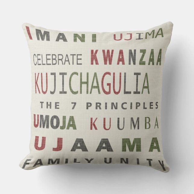 Kwanzaa Home Decor 7 Priciples Word Pillow (Front)