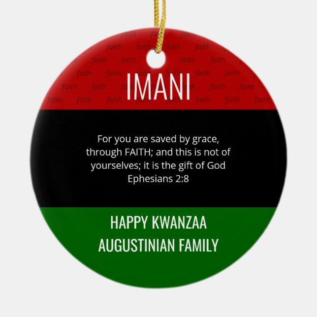 Kwanzaa IMANI  Ceramic Tree Decoration (Front)
