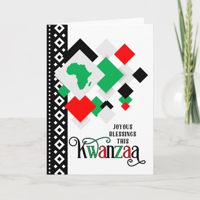 Kwanzaa Joyous Blessings African Continent Holiday Card (Front)