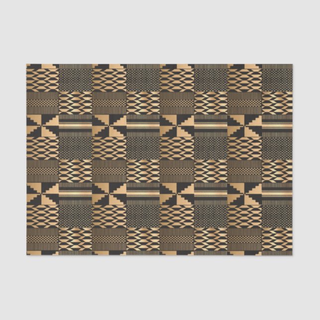 Kwanzaa Kente Print (Black/Gold) Tissue Paper (Front)
