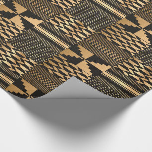 Kwanzaa Kente Print (Black/Gold)  Wrapping Paper