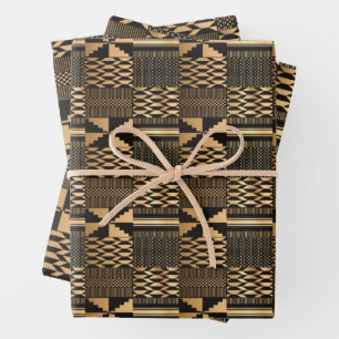  Kwanzaa Kente Print (Black/Gold) Wrapping Paper Sheet