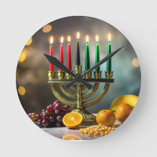 KWANZAA - KINARA - ROUND CLOCK