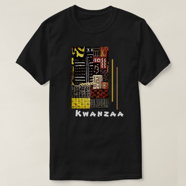 Kwanzaa Kuba Cloth Geometric — Earth Tone  T-Shirt (Design Front)