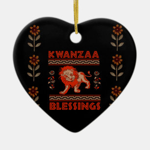 Kwanzaa Lion Ceramic Tree Decoration