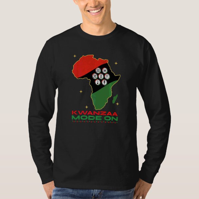 Kwanzaa Mode On Seven Principles Festive T-Shirt (Front)
