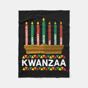 Kwanzaa Principles Kwanzaa Candles Kinara Pan Afri Fleece Blanket