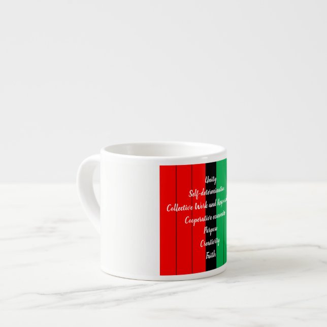 Kwanzaa Principles Red Black Green Stripes Pattern Espresso Cup (Front Left)