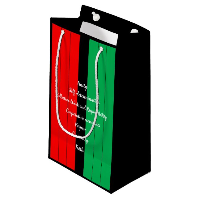 Kwanzaa Principles Red Black Green Stripes Pattern Small Gift Bag (Front Angled)