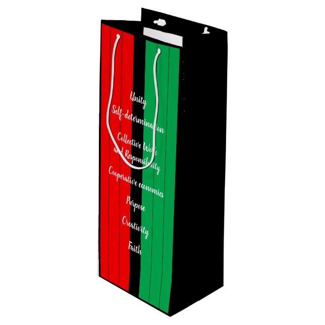Kwanzaa Principles Red Black Green Stripes Pattern Wine Gift Bag (Front Angled)