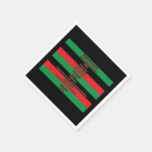 Kwanzaa Principles Red Green Black Stripes Napkin
