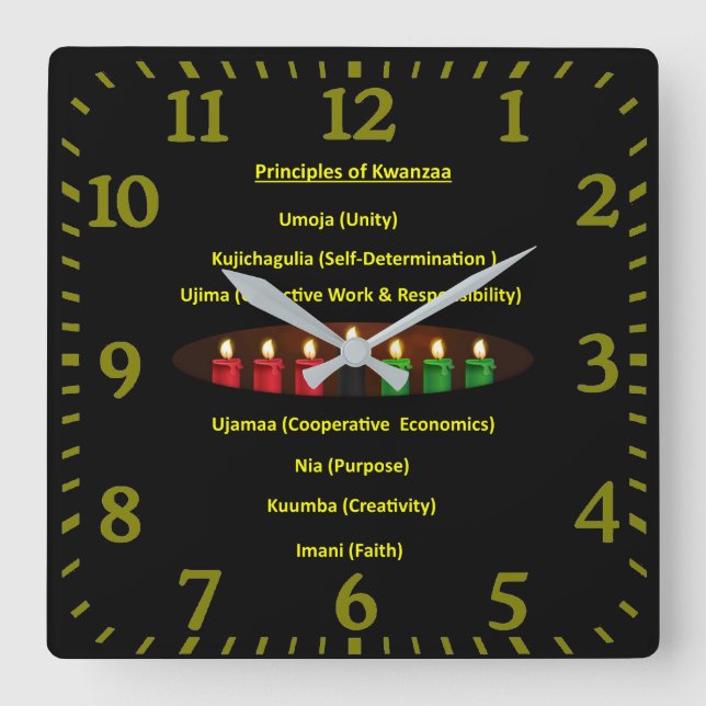 Kwanzaa Principles  Square Wall Clock (Front)