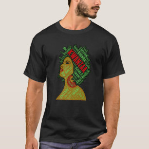 Kwanzaa Red and Green Afro Black Woman 7 Principle T-Shirt