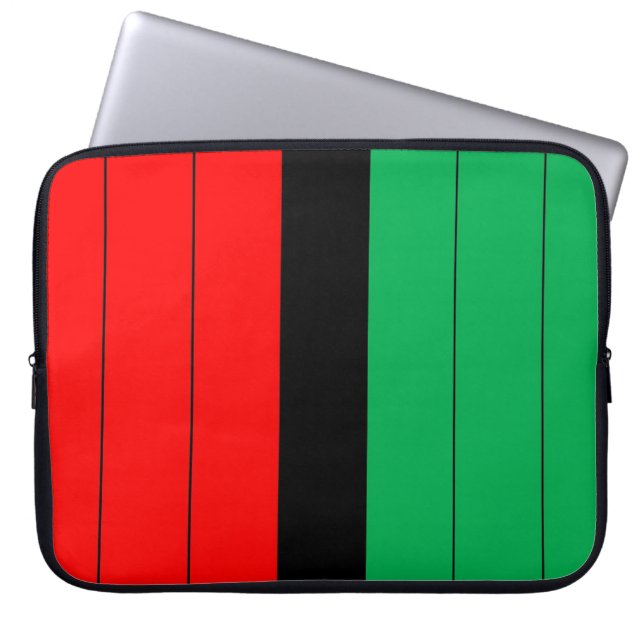 Kwanzaa Red Black Green Kinara Striped Pattern Laptop Sleeve (Front)