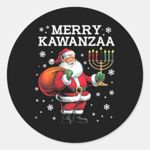 Kwanzaa Santa Seven Candles African American Afro Classic Round Sticker