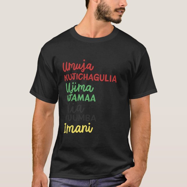 Kwanzaa Seven Principles African American Christma T-Shirt (Front)