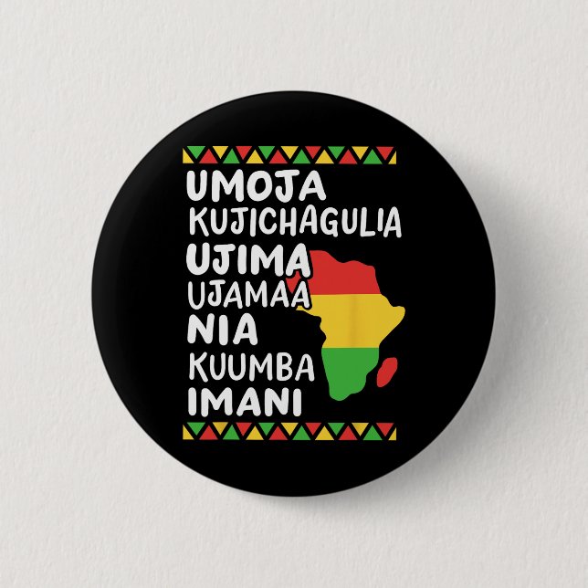 Kwanzaa Seven Principles African Map Black Pride M 6 Cm Round Badge (Front)