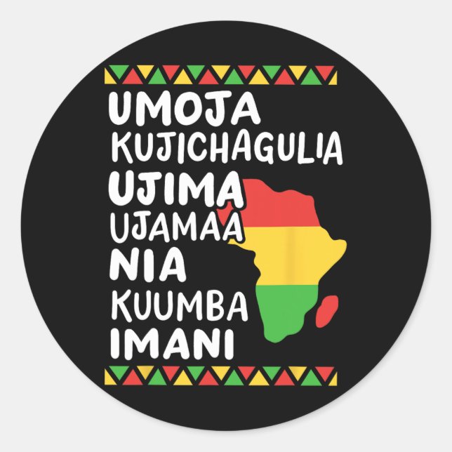 Kwanzaa Seven Principles African Map Black Pride M Classic Round Sticker (Front)