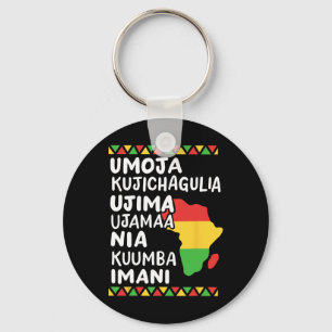 Kwanzaa Seven Principles African Map Black Pride M Key Ring