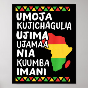 Kwanzaa Seven Principles African Map Black Pride M Poster