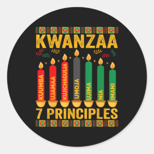 Kwanzaa Seven Principles Candles Men Women Kwanzaa Classic Round Sticker