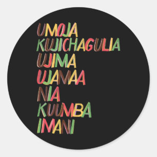 Kwanzaa Seven Principles Classic Round Sticker