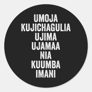 Kwanzaa - Seven Principles  Classic Round Sticker