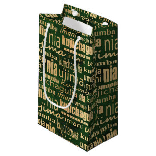 Kwanzaa Seven Principles(Green/Gold) Small Gift Bag