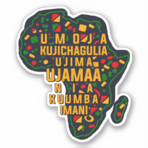 Kwanzaa Seven Principles on African Map, Kiss Cut 