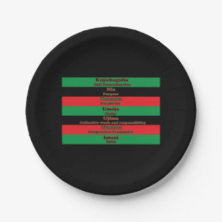 Kwanzaa Seven Principles Red Green Black Paper Plate