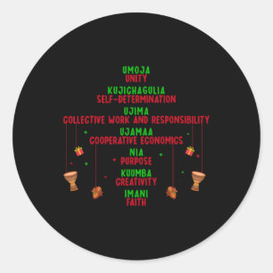 Kwanzaa Seven Principles Tree Unity Faith Graphic  Classic Round Sticker