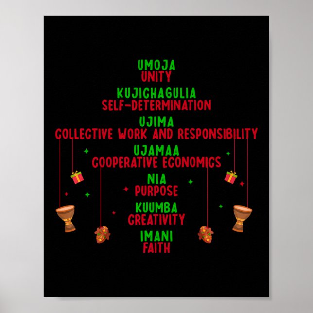 Kwanzaa Seven Principles Tree Unity Faith Graphic  Poster (Front)