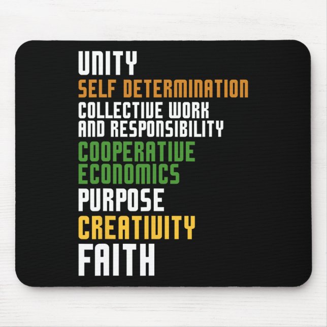 Kwanzaa Seven Principles Unity Self Determination  Mouse Mat (Front)