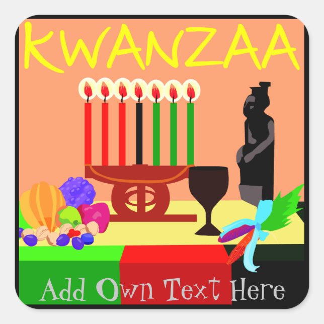 Kwanzaa Stickers Symbols Favours Gifts Personalise (Front)