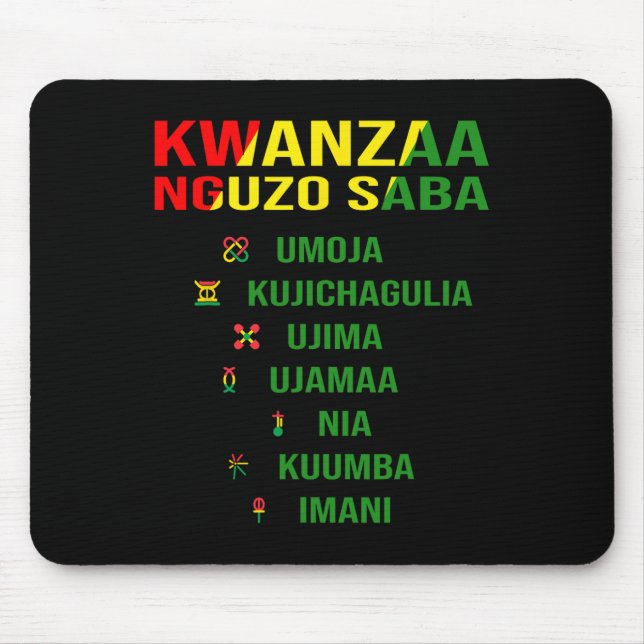 Kwanzaa - Swahili For The Seven Principles  Mouse Mat (Front)