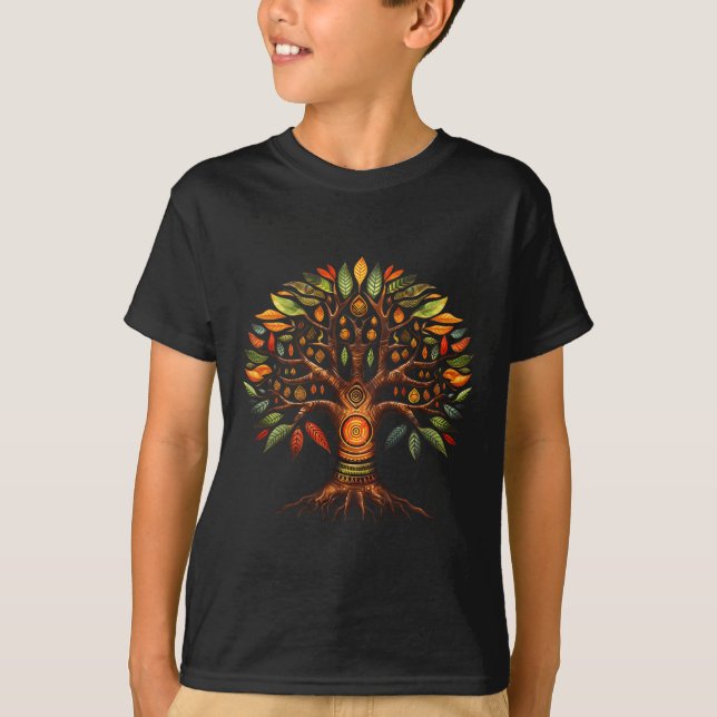 Kwanzaa Tree Of Life Blessing African American Afr T-Shirt (Front)