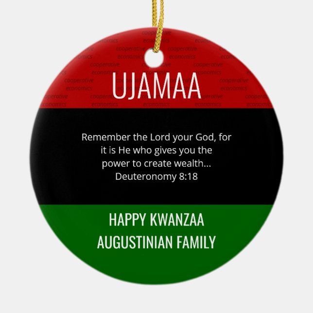 Kwanzaa UJAMAA Ceramic Tree Decoration (Front)