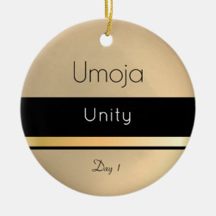 Kwanzaa Umoja Gold Black White Day 1 Ceramic Tree Decoration