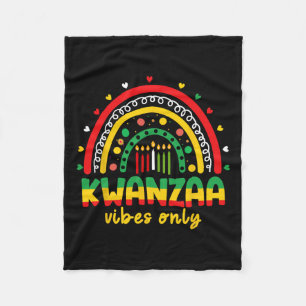 Kwanzaa Vibes Only Kinara Seven Candles African Am Fleece Blanket