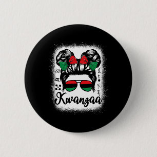 Kwanzaa Women Girls Messy Bun Kwanzaa Seven Princi 6 Cm Round Badge