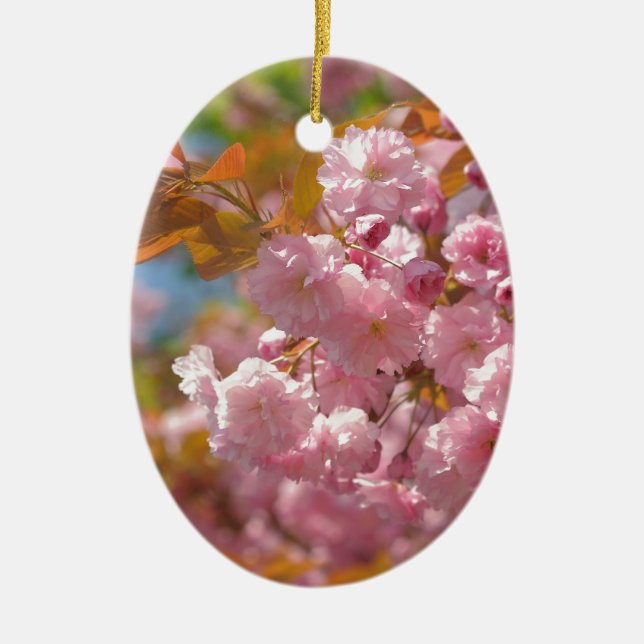 Kwanzan cherry in sunny day ceramic tree decoration (Front)