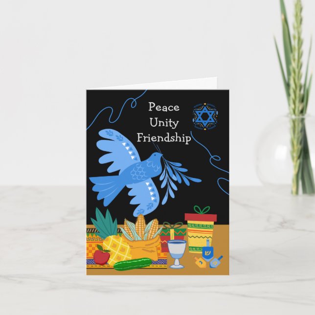 Kwanzukkah Friend Peace Unity Dove Symbols Gifts Card (Front)
