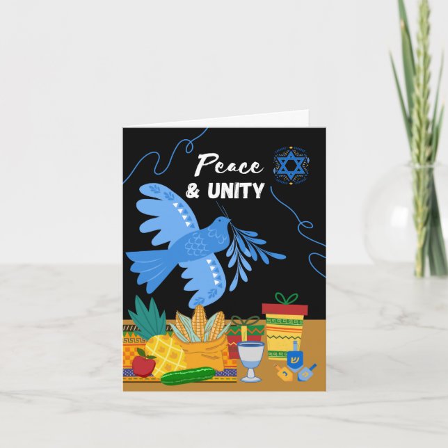 Kwanzukkah Peace Unity Dove Symbols Gifts Card (Front)