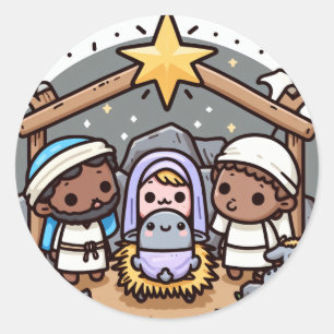 Kwazii Nativity scene  Classic Round Sticker