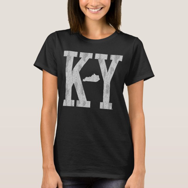 KY Kentucky Vintage State Letters Ladies T-shirt (Front)