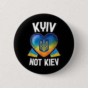 Kyiv Not Kiev _ Ukrainian Flag Heart Support Ukrai 6 Cm Round Badge